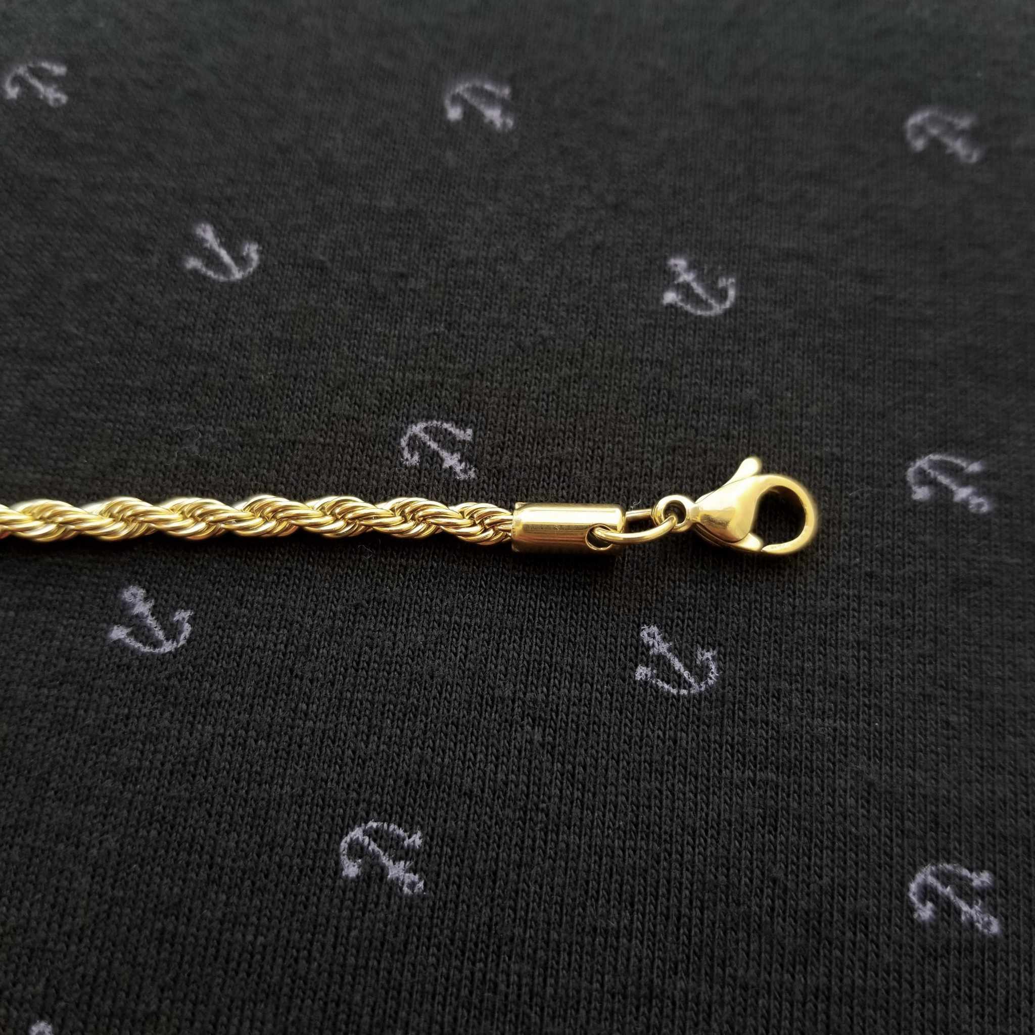 Cadena torzal dorada 3mm acero inoxidable