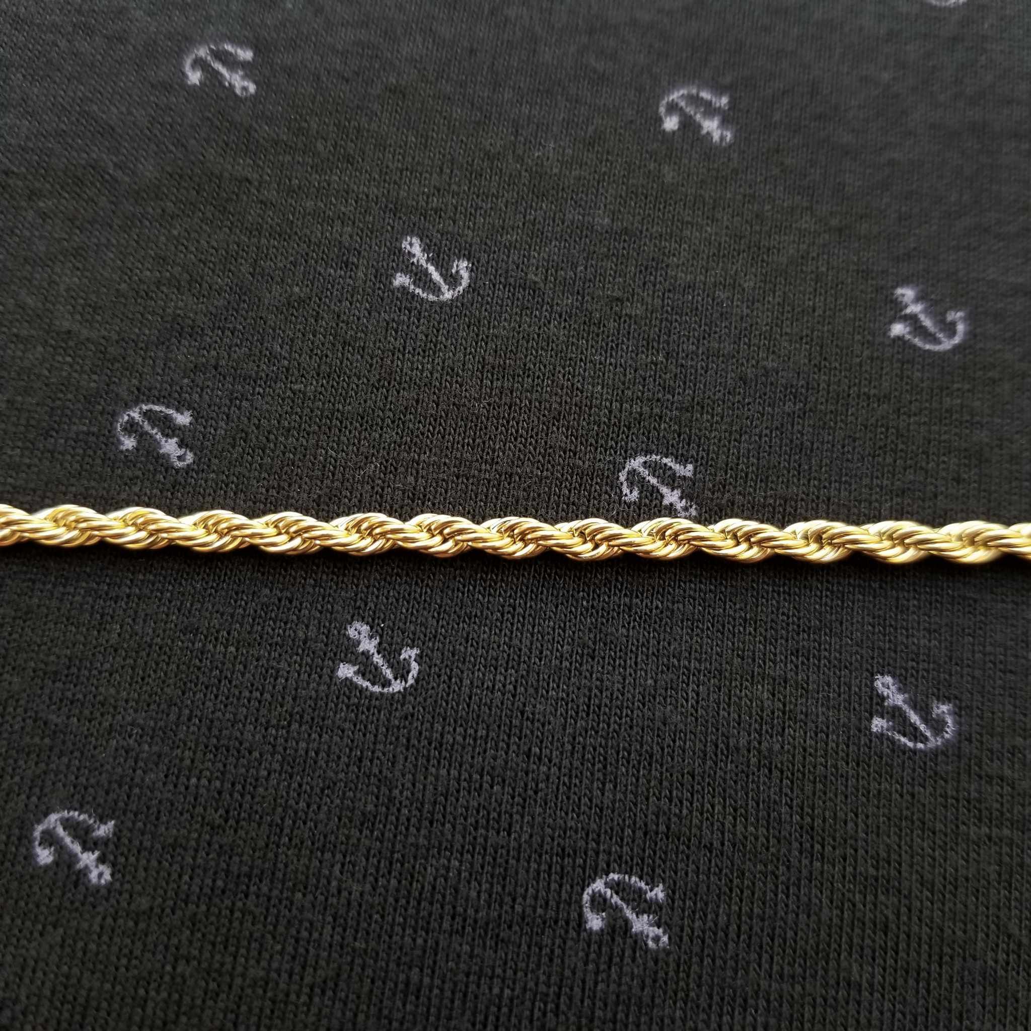 Cadena torzal dorada 3mm acero inoxidable
