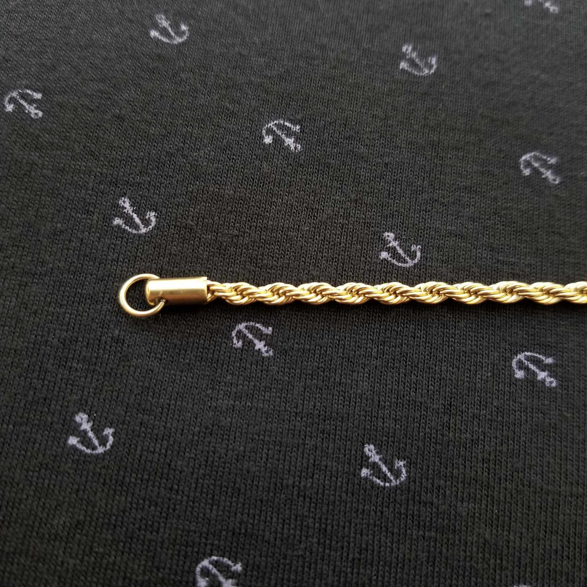 Cadena torzal dorada 3mm acero inoxidable