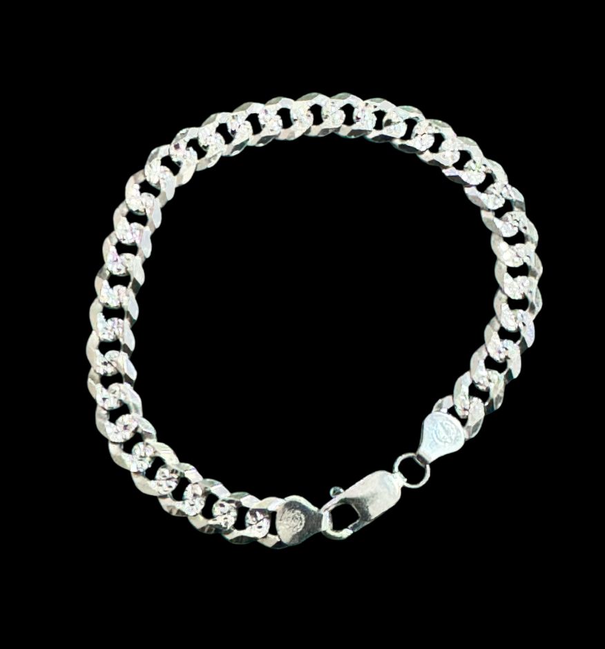 Pulsera cubana 8mm diamantada plata 925