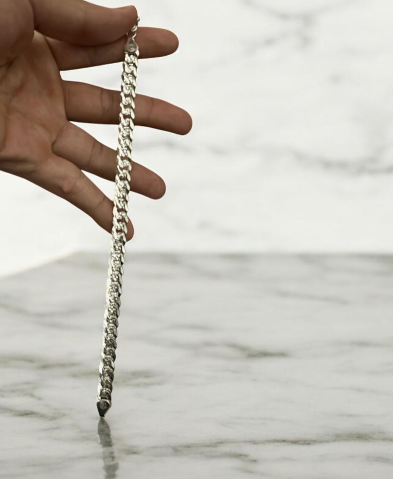 Pulsera cubana 8mm diamantada plata 925